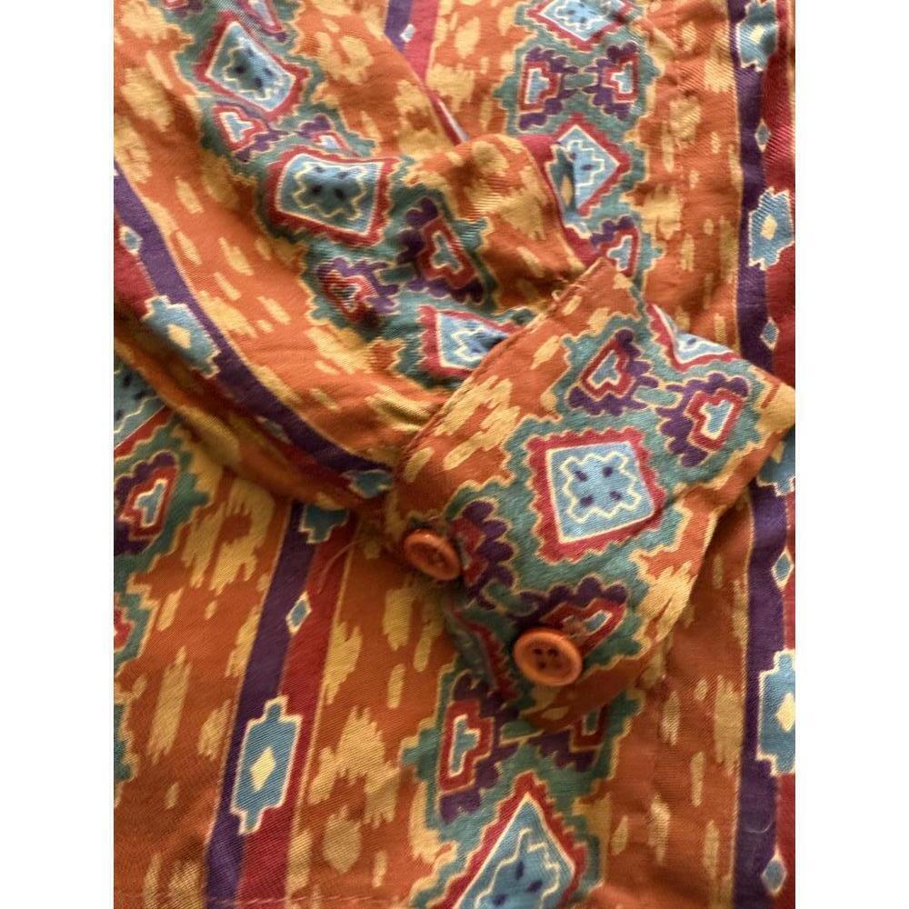 Carol Andersson Attitude Rayon Southwestern Print Button Up Blouse Size 5-6 - Picture 4 of 5